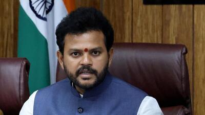 Civil aviation minister Ram Mohan Naidu speaks during a press conference in New Delhi on Saturday. (REUTERS) Civil aviation minister Ram Mohan Naidu speaks during a press conference in New Delhi on Saturday. (REUTERS)