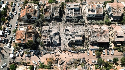 A drone photo shows the damage over residential homes and at the impact site following missile attack from Iran on Israel, in Rishon LeZion, Israel (REUTERS)
