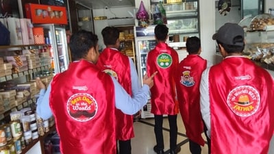 Staff at Danbro by Mr Brown wearing Father's Day capes Staff at Danbro by Mr Brown wearing Father's Day capes