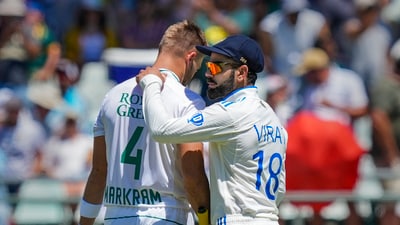 South Africa's Aiden Markram being congratulated by India's Virat Kohli (PTI) South Africa's Aiden Markram being congratulated by India's Virat Kohli (PTI)