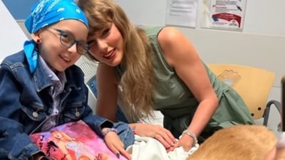 Taylor Swift surprised sick kids at a hospital and made them smile. Taylor Swift surprised sick kids at a hospital and made them smile.