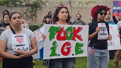 People protest against US Immigration and Customs Enforcement (ICE) outside a detention center in Houston, Texas, on June 13, 2025. Activists call for the release of Margarita Avila, a migrant from Belize who was detained during a street altercation while working as a gardener. According to her relatives, the charges against her are dismissed, but US Immigration and Customs Enforcement (ICE) still keeps her in custody. (Photo by Mois�s �VILA / AFP) (AFP) People protest against US Immigration and Customs Enforcement (ICE) outside a detention center in Houston, Texas, on June 13, 2025. Activists call for the release of Margarita Avila, a migrant from Belize who was detained during a street altercation while working as a gardener. According to her relatives, the charges against her are dismissed, but US Immigration and Customs Enforcement (ICE) still keeps her in custody. (Photo by Mois�s �VILA / AFP) (AFP)