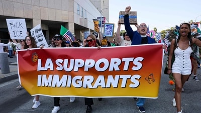 Tensions in LA remain high after the Trump administration called in the National Guard and the Marines against the wishes of city leaders. (Getty Images via AFP) Tensions in LA remain high after the Trump administration called in the National Guard and the Marines against the wishes of city leaders. (Getty Images via AFP)