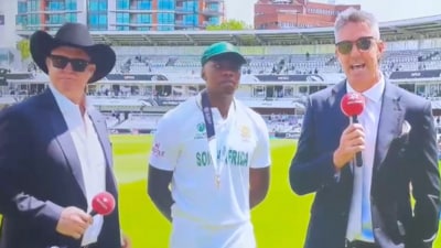 Matthew Hayden introduced Kagiso Rabada into the frame to force the discussion to be returned to the WTC Final rather than the upcoming India vs England series. (Screengrab) Matthew Hayden introduced Kagiso Rabada into the frame to force the discussion to be returned to the WTC Final rather than the upcoming India vs England series. (Screengrab)