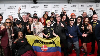 Metallica Band members pose with fans who are in the film at the "Metallica Saved My Life" premiere at Tribeca Festival in New York (AP) Metallica Band members pose with fans who are in the film at the "Metallica Saved My Life" premiere at Tribeca Festival in New York (AP)