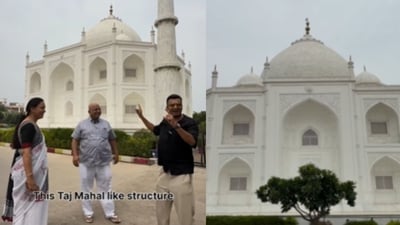 A video of a couple's Taj Mahal-inspired house in MP went viral. (Instagram/priyamsaraswat) A video of a couple's Taj Mahal-inspired house in MP went viral. (Instagram/priyamsaraswat)