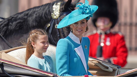 At this year’s Trooping the Colour, Kate Middleton and Princess Charlotte delighted fans with matching outfits. (AP Photo/Alberto Pezzali) (AP)