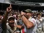 Aiden Markram enjoys a beer with a fan in the Lord's crowd, who he revealed to be a friend from school.