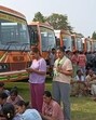 Police recruits get ready to leave for the state capital to attend a ceremony where they will be given their appointment letters, in Prayagraj on Saturday. (HT) Police recruits get ready to leave for the state capital to attend a ceremony where they will be given their appointment letters, in Prayagraj on Saturday. (HT)