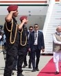 Prime Minister Narendra Modi being received by Cyprus President Nikos Christodoulides on his arrival at Larnaca International Airport, on Sunday. (DPR PMO)