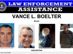This image provided by the FBI on Saturday, June 14, 2025, shows part of a poster with photos of Vance L. Boelter.