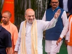 Union home minister Amit Shah with Uttar Pradesh chief minister Yogi Adityanath and deputy chief ministers Brajesh Pathak and Keshav Prasad Maurya. Union home minister Amit Shah with Uttar Pradesh chief minister Yogi Adityanath and deputy chief ministers Brajesh Pathak and Keshav Prasad Maurya.
