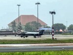 A F-35 fighter jet of the UK Navy makes an emergency landing at Thiruvananthapuram International Airport in Thiruvananthapuram on Sunday. A F-35 fighter jet of the UK Navy makes an emergency landing at Thiruvananthapuram International Airport in Thiruvananthapuram on Sunday.
