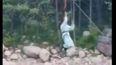 A video grab shows the girl falling from a zipline in Mahali on June 8.