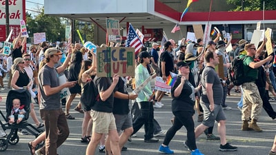 Demonstrators carry signs and chant while marching during a “No Kings” protest, Saturday, June 14, 2025, in Salt Lake City. (AP Photo/Amanda Barrett) (AP) Demonstrators carry signs and chant while marching during a “No Kings” protest, Saturday, June 14, 2025, in Salt Lake City. (AP Photo/Amanda Barrett) (AP)