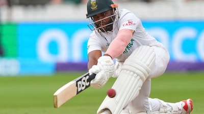 South Africa's captain Temba Bavuma plays a shot. (AP) South Africa's captain Temba Bavuma plays a shot. (AP)