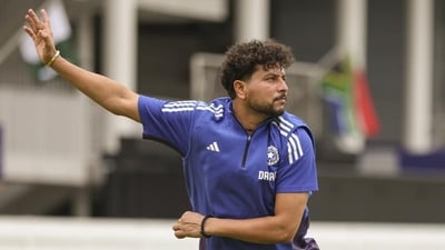 Kuldeep Yadav during a practice session ahead of the Test series against England. (HT_PRINT) Kuldeep Yadav during a practice session ahead of the Test series against England. (HT_PRINT)