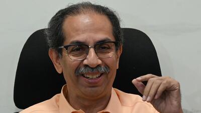 Mumbai, India. Apr 03, 2025: Uddhav Thackeray, the chief of the Shiv Sena (UBT) party, addressed the media regarding the Waqf bill during a press conference at his residence, Matoshree, in the Bandra area of Mumbai. Mumbai, India. Apr 03, 2025. (Photo by Raju Shinde/HT Photo) (Hindustan Times) Mumbai, India. Apr 03, 2025: Uddhav Thackeray, the chief of the Shiv Sena (UBT) party, addressed the media regarding the Waqf bill during a press conference at his residence, Matoshree, in the Bandra area of Mumbai. Mumbai, India. Apr 03, 2025. (Photo by Raju Shinde/HT Photo) (Hindustan Times)