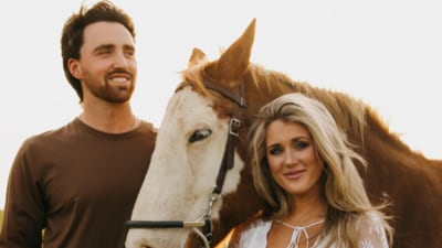 Riley Gaines reveals baby bump while addressing feud with Simone Biles. (rileygbarker/Instagram) Riley Gaines reveals baby bump while addressing feud with Simone Biles. (rileygbarker/Instagram)