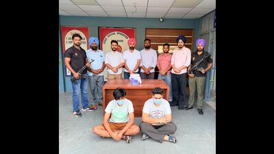 The State Special Operation Cell (SSOC), Mohali, has successfully foiled a major target killing plot by arresting two key operatives of Canada-based terrorist Arshdeep Singh alias Arsh Dalla from Dharamkot in Moga district. (HT Photo) The State Special Operation Cell (SSOC), Mohali, has successfully foiled a major target killing plot by arresting two key operatives of Canada-based terrorist Arshdeep Singh alias Arsh Dalla from Dharamkot in Moga district. (HT Photo)