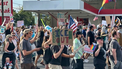 Demonstrators carry signs and chant while marching during a “No Kings” protest, Saturday, June 14, 2025, in Salt Lake City. (AP Photo/Amanda Barrett) (AP) Demonstrators carry signs and chant while marching during a “No Kings” protest, Saturday, June 14, 2025, in Salt Lake City. (AP Photo/Amanda Barrett) (AP)