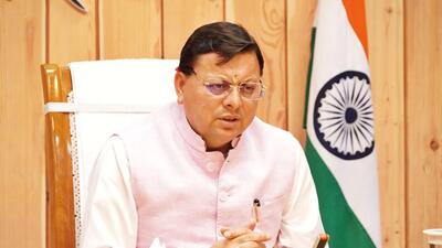 Uttarakhand chief minister Pushkar Singh Dhami chairing an emergency meeting on the helicopter crash in Rudraprayag, at the CM’s residence in Dehradun on Sunday. Uttarakhand chief minister Pushkar Singh Dhami chairing an emergency meeting on the helicopter crash in Rudraprayag, at the CM’s residence in Dehradun on Sunday.