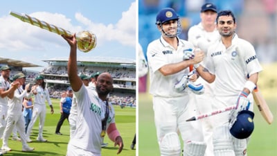 Temba Bavuma raises the Test Mace, having created Test history with 9 wins and 1 draw in his first 10 matches as captain. Temba Bavuma raises the Test Mace, having created Test history with 9 wins and 1 draw in his first 10 matches as captain.
