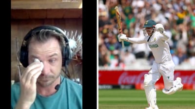 Dale Steyn reacts in the moments following South Africa's victory in the WTC final. Dale Steyn reacts in the moments following South Africa's victory in the WTC final.