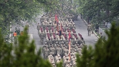 A military parade commemorating the Army’s 250th anniversary, coinciding with President Donald Trump’s 79th birthday, Saturday, June 14, 2025, in Washington. (AP Photo/Stephanie Scarbrough) A military parade commemorating the Army’s 250th anniversary, coinciding with President Donald Trump’s 79th birthday, Saturday, June 14, 2025, in Washington. (AP Photo/Stephanie Scarbrough)