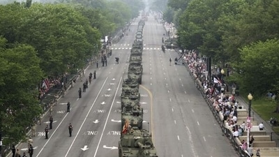 A military parade commemorating the Army’s 250th anniversary and coinciding with President Donald Trump’s 79th birthday, Saturday, June 14, 2025, in Washington. (AP Photo/Jacquelyn Martin) A military parade commemorating the Army’s 250th anniversary and coinciding with President Donald Trump’s 79th birthday, Saturday, June 14, 2025, in Washington. (AP Photo/Jacquelyn Martin)