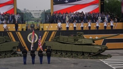 Trump attempted to organize the procession, which included over 6,000 soldiers and 128 Army tanks, during his first term after witnessing one in Paris in 2017. However, the plans never materialized until the march was included in a celebration of the Army's 250th anniversary. (AP) Trump attempted to organize the procession, which included over 6,000 soldiers and 128 Army tanks, during his first term after witnessing one in Paris in 2017. However, the plans never materialized until the march was included in a celebration of the Army's 250th anniversary. (AP)