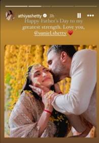 Athiya's post for dad Suniel Shetty on Father's Day. Athiya's post for dad Suniel Shetty on Father's Day.