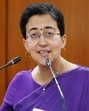 Former Delhi chief minister Atishi Marlena seconded Aam Aadmi Party (AAP) convener Arvind Kejriwal and said only AAP MLA can bring development to Ludhiana constituency. (HT File)