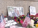 A memorial sits outside the Minnesota State Capitol in honor of murdered Democratic state assemblywoman Melissa Hortman and her husband Mark, in St. Paul, Minnesota, U.S., June 15, 2025. 