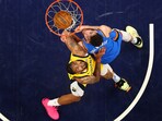 Indiana Pacers forward Obi Toppin (1) battles Oklahoma City Thunder forward Chet Holmgren (7) for the rebound during game four of the 2025 NBA Finals.