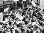 People take out a demonstration against the imposition of Emergency in 1975. (HT Archive) People take out a demonstration against the imposition of Emergency in 1975. (HT Archive)