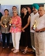 Winners of the Par 3 Masters Golf Tournament held at Chandigarh Golf Club on Saturday. (HT Photo)