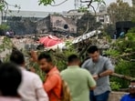 Debris of Air India flight 171 is pictured after it crashed in a residential area near the airport in Ahmedabad.