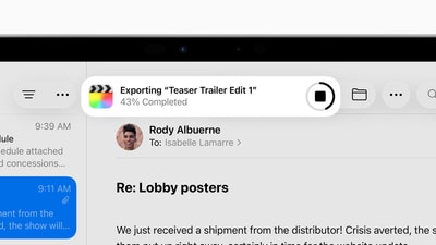 Apple shows how FCP Live Activity view shows up on iPadOS. (Apple)