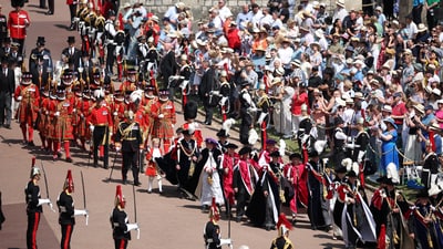 Members of the Royal family arrive ahead of the Order of the Garter service at St George's Chapel in Windsor Castle, west of London, Britain, June 16, 2025.  HENRY NICHOLLS/Pool via REUTERS (via REUTERS)