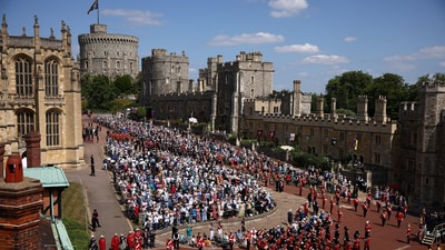 The procession arrives ahead of the Order of the Garter service at St George's Chapel in Windsor Castle, west of London, Britain, June 16, 2025.  HENRY NICHOLLS/Pool via REUTERS (via REUTERS)