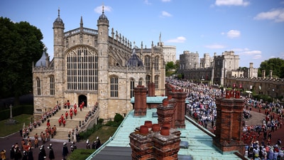 Members of the Royal Family and Order of the Garter members arrive ahead of the Order of the Garter service at St George's Chapel in Windsor Castle, west of London, on June 16, 2025.  HENRY NICHOLLS/Pool via REUTERS (via REUTERS)