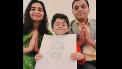 Snippet from a video showing an Indian-origin family from Toronto welcoming PM Modi to Canada. (X/@IndiainToronto)