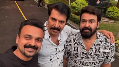 Kunchacko Boban with Mohanlal and Mammootty Kunchacko Boban with Mohanlal and Mammootty