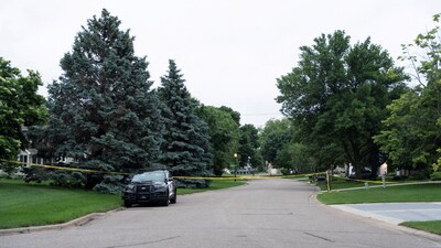 Law enforcement establish a security perimeter near the residence of senior Democratic state assemblywoman Melissa Hortman after Hortman and her husband, Mark, were shot and killed earlier in the day, in Brooklyn Park, Minnesota, U.S., June 14, 2025. (REUTERS)