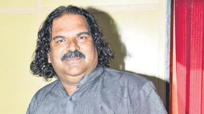 Mumbai, India - 18 May 2015:Singer,Music Director Sambhaji Bhagat during the trailer launch of Marathi film NAGRIK at Famous Studio,Mahalaxmi in Mumbai, India, on Monday, May 18, 2015. (Photo by Pramod Thakur/ Hindustan Times) (Hindustan Times)