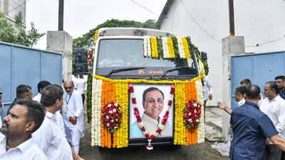 Rupani's last rites will be conducted at the Ramnathpara crematorium. (PTI) Rupani's last rites will be conducted at the Ramnathpara crematorium. (PTI)