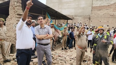 Site of house collapse in Masani area of Mathura (HT Photo) Site of house collapse in Masani area of Mathura (HT Photo)