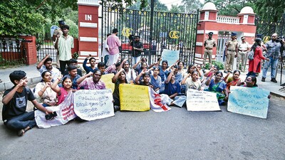 Students protest outside Anna University in Chennai in December last year. (ANI) Students protest outside Anna University in Chennai in December last year. (ANI)