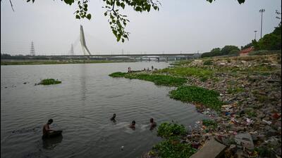 The Yamuna at Wazirabad on Monday. (Sanchit Khanna/HT Photo) The Yamuna at Wazirabad on Monday. (Sanchit Khanna/HT Photo)